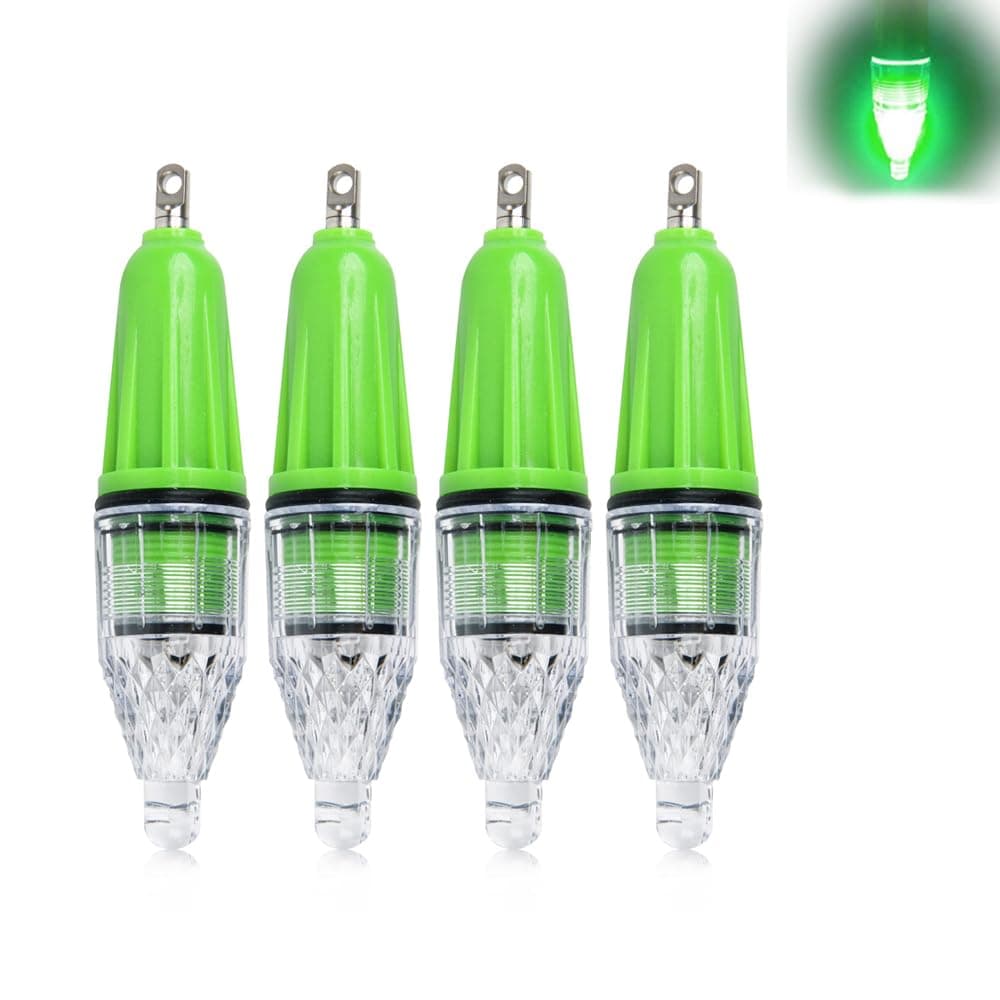 – Azonee LED Underwater Fishing Light, 4Pcs Deep Drop Super Waterproof LED Fishing Light, Attractive Glow Bait Lure Green Lamp Night Fishing Tools for Saltwater Freshwater