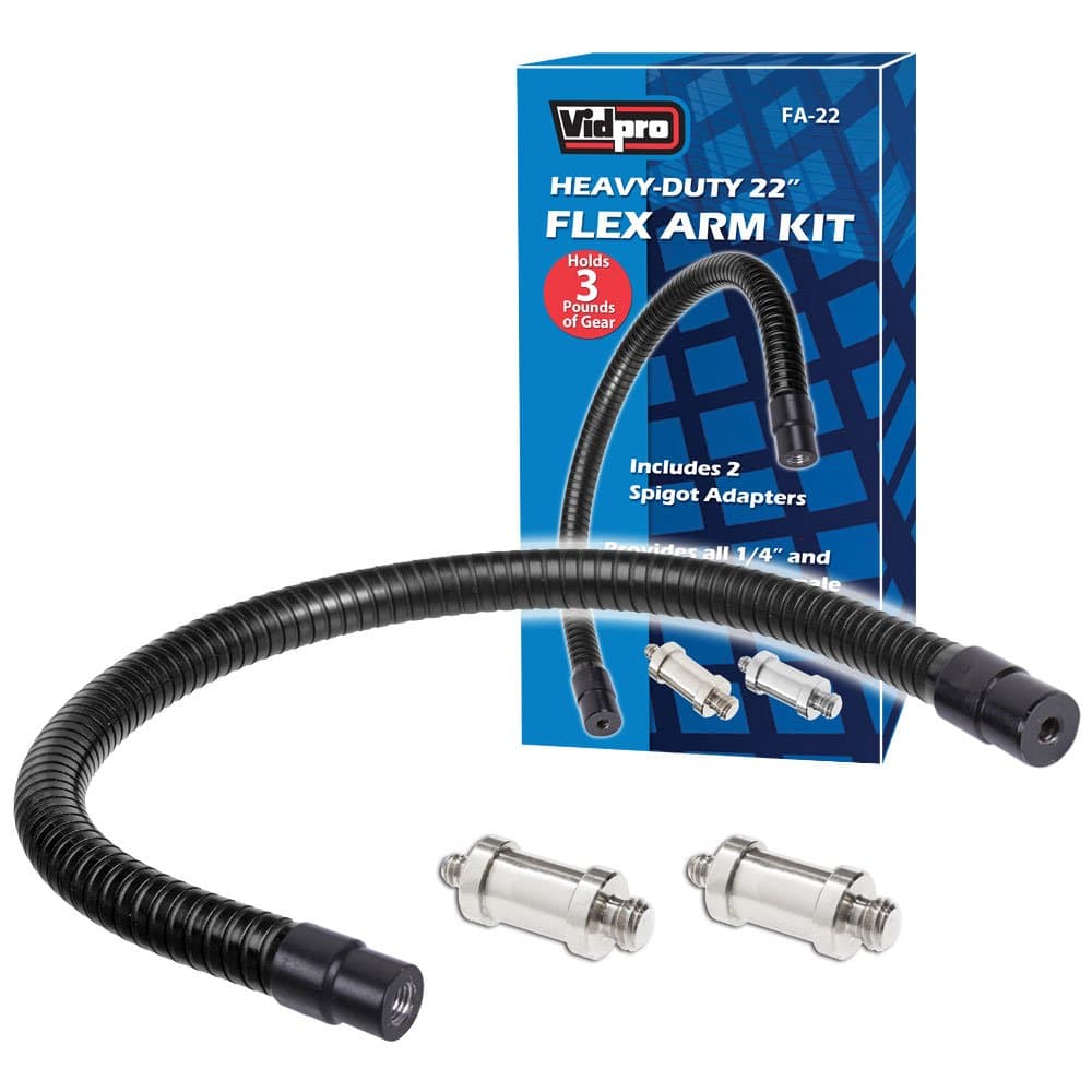 FA-22 Heavy-Duty 22-inch Flex Arm Kit - Stiff Yet Flexible Mounting for Mobile Phones Cameras Microphones Lighting and More Fits Most Stands Tripods Rigs Grips and Clamps Holds Up to 3 Lbs