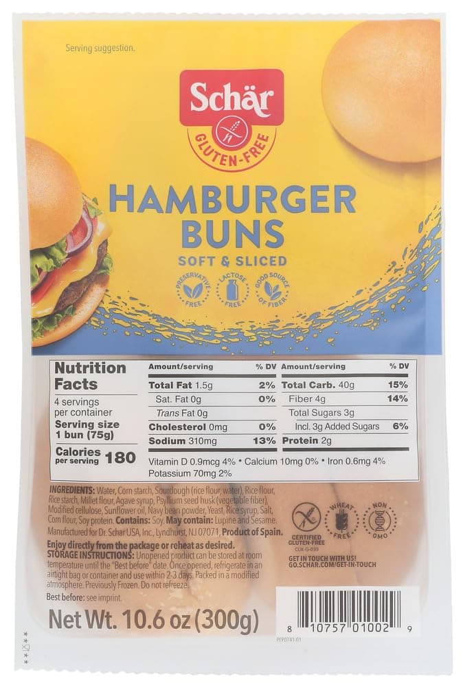 Schar's Gluten Free Hamburger Buns (4 Buns per pack)