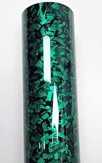 Green Forged Carbon Fiber Vinyl Wrap, High Gloss Car Wrap Vinyl Roll Auto DIY Decal Sticker Film Sheet Air Release Self-Adhesive Decor Vinyl