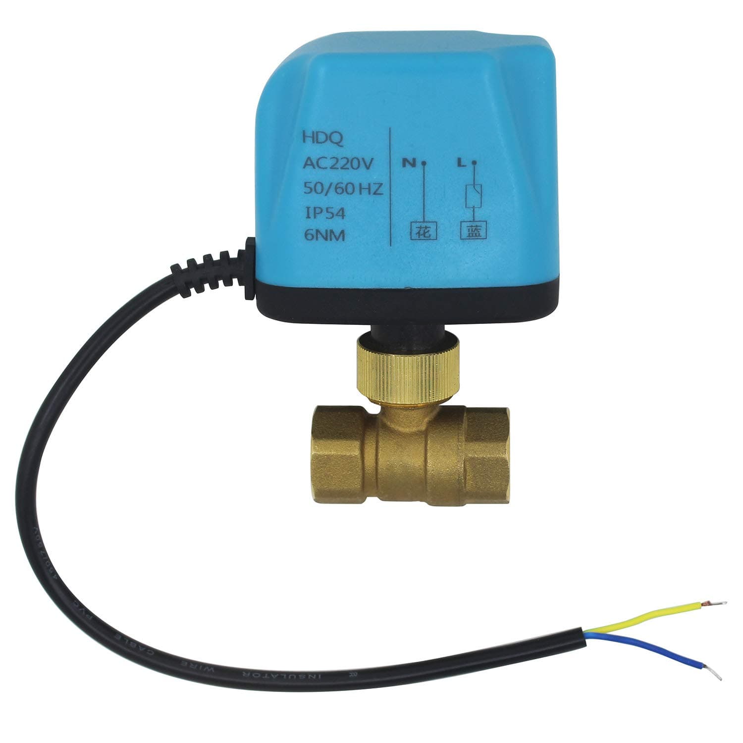 oemclima 2 Wires 220V - Motorized Valve 2 Way Normally Open Ball Valve - Solenoid Valve 1/2 3/4 1 1-1/4 1-1/2 2 Inch (DN20-3/4 Inch)