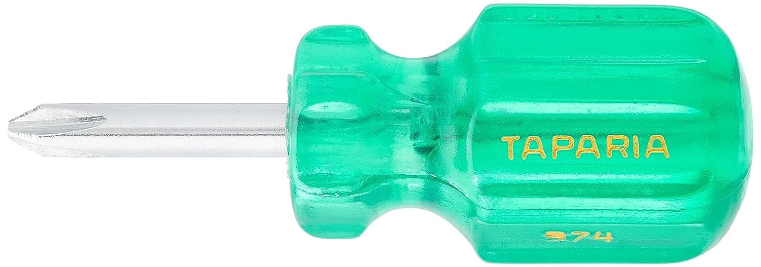 974 Steel Two in One Stubby Screw Driver (Green and Silver)