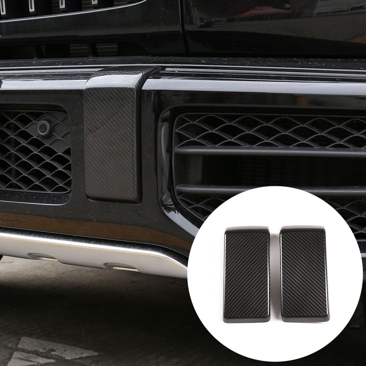 Front Bumper Panel Trim Cover Compatible for Mercedes Benz G-Class W463 G500 G55 AMG G63 2019 2020 2021 2022 2023 2024 ABS Front Bumper Decor Cover Trim Exterior Accessories (Carbon Fiber)