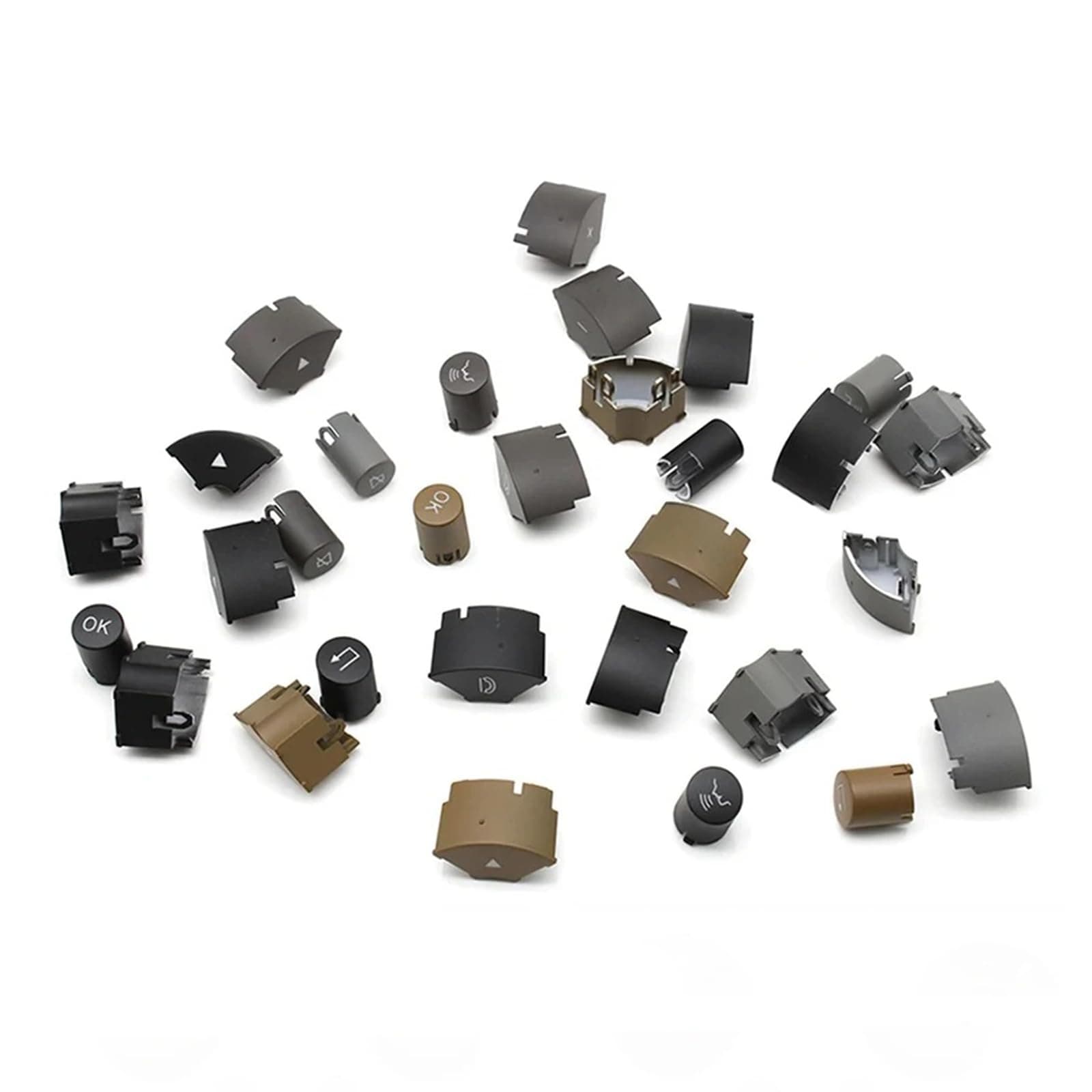 Car Steering Wheel Button Cover Replacement Voice Audio Control for Mercedes Benz C E S Class W204 W212 W221 GLK X204 (Brown-Right)