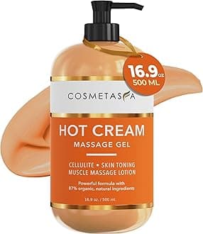 Cosmetasa Hot Cream Massage Gel Large- 500ml:: Anti- Cellulite, Skin Tightening, Toning & Muscle and Joint Pain Relief Jelly 100% Natural, 87% Organic, Cruelty Free