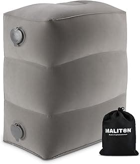 Maliton Airplane Footrest, Inflatable Foot Rest for Kids, Adjustable Height Travel Pillow On Airplanes, Cars, Office, Toddler Travel Essentials (Grey, 1Pack)