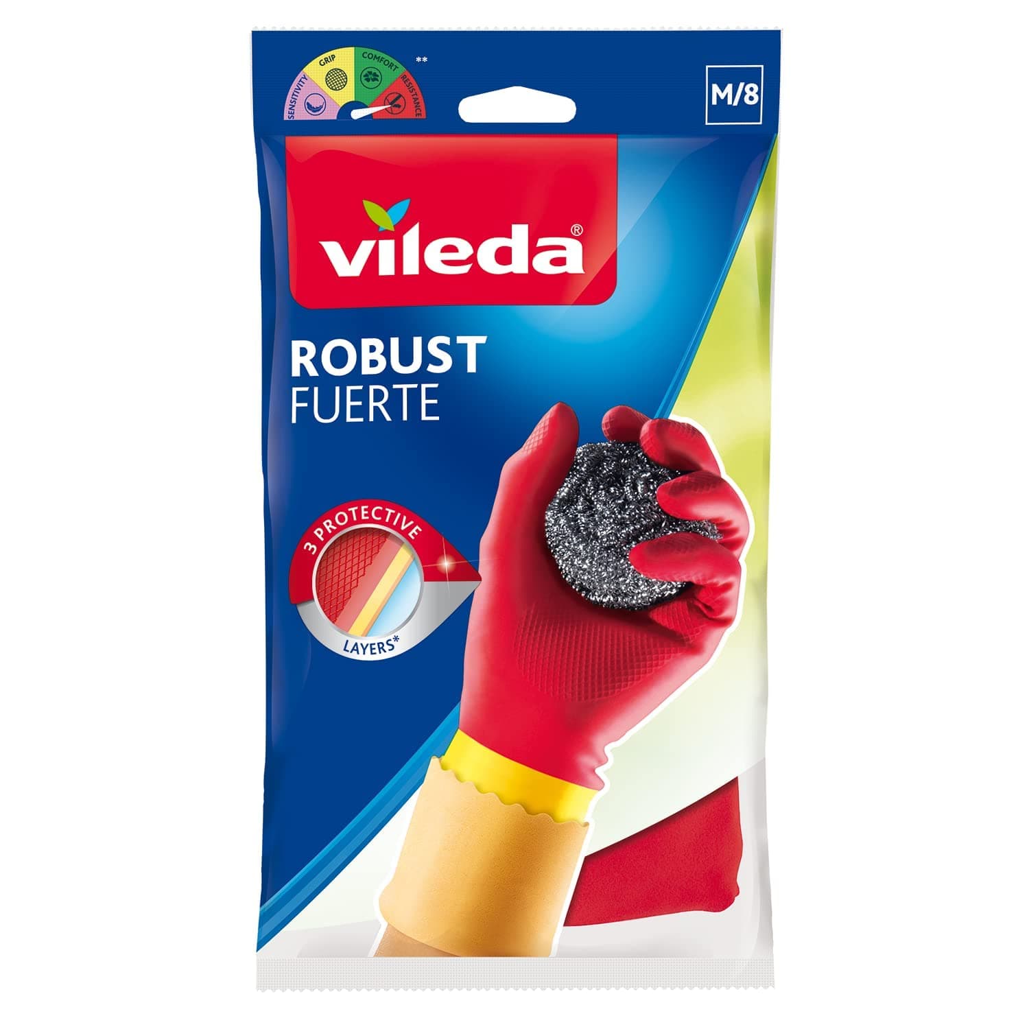 Robust (Protection) Rubber Gloves M, Reusable, Comfort Plus Lining, Latex And Neoprene, Heavy-Duty, Medium Size, Red & Yellow (1 Pair Per Pack)