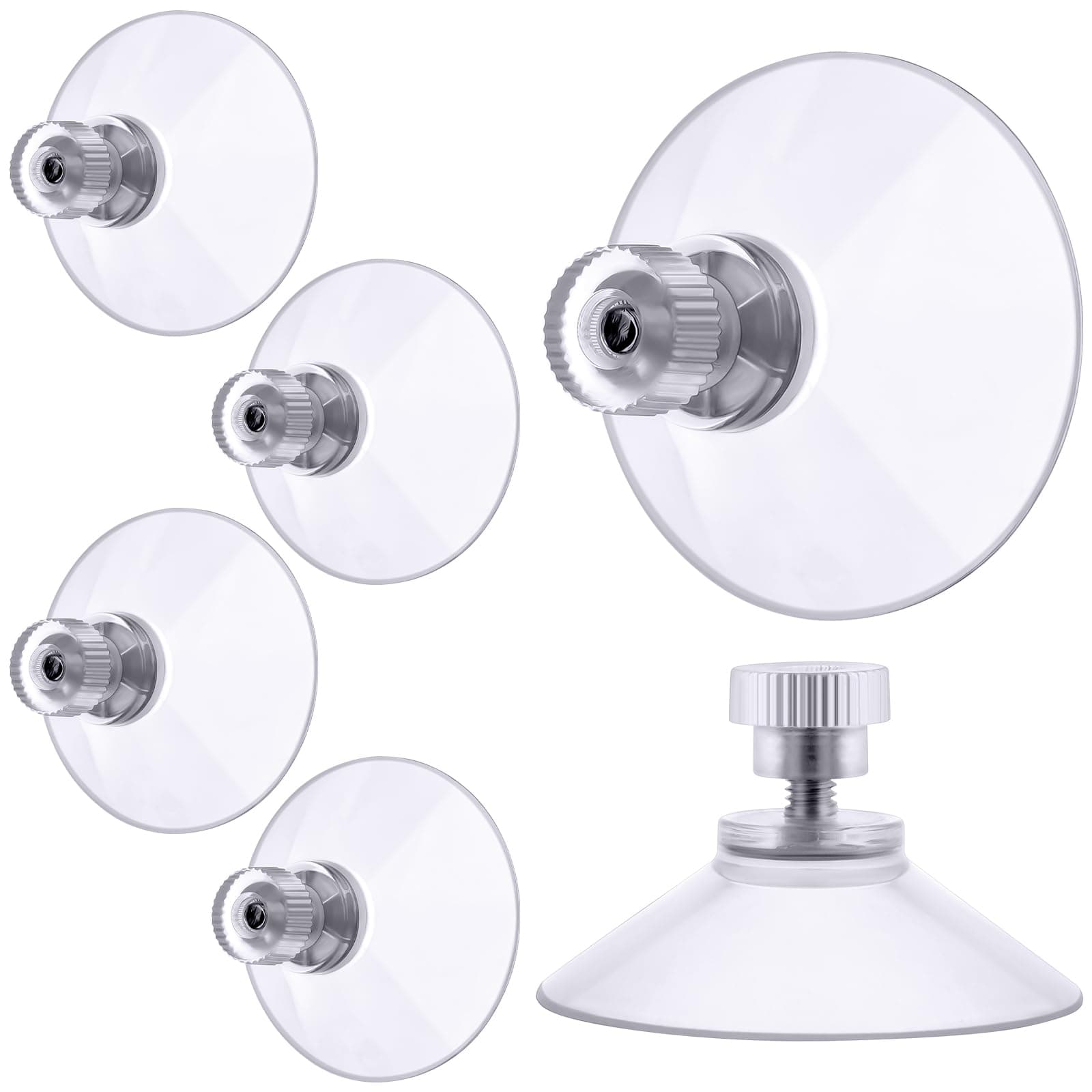6 PCS Suction Cups, 41mm Clear Suction Pads Plastic Sucker Pads, Suction Holder with Knurled Nut Window Suckers for Glass Mirror Window Wall Door and Other Smooth Flat