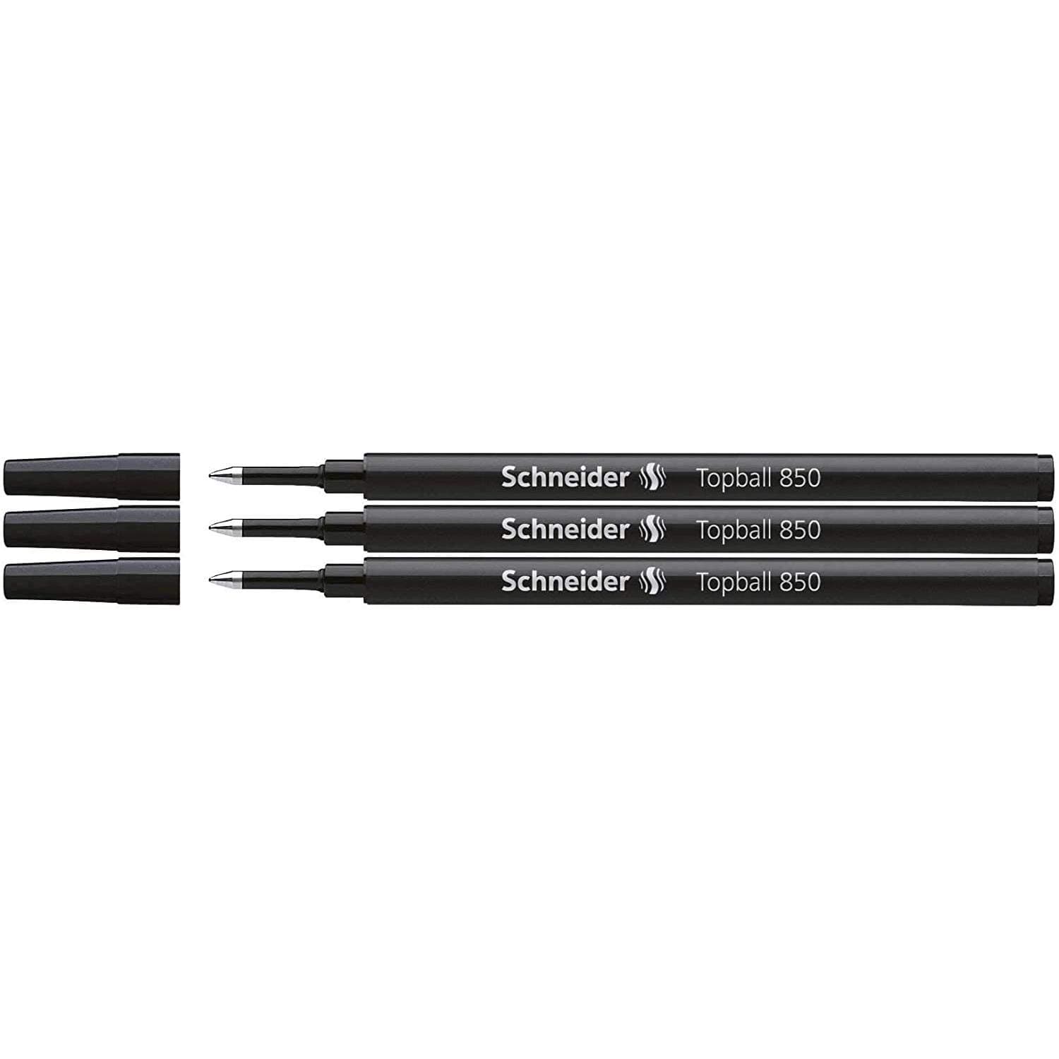SCHNEIDER 3 x Topball 850 Rollerball Refills Medium Point 05 Black
