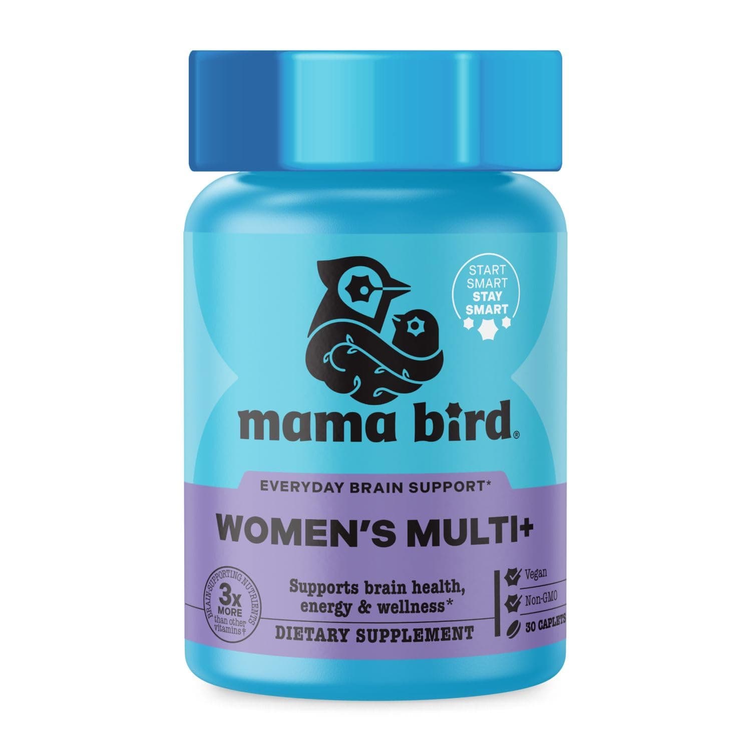 Mama Bird - Women's Multi Plus - Brain & Body Health Support Supplement - Gentle Iron Supplement for Energy Support - Methylated Vitamins - 30 Capsules