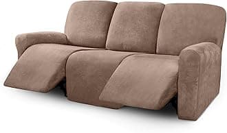 Ultimate Decor 8-Pieces Recliner Sofa Covers Velvet Stretch Reclining Couch Covers for 3 Cushion Reclining Sofa Slipcovers Furniture Covers Thick Soft Washable (Sand)