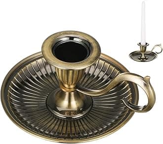 Ciieeo Taper Candle Holder with Finger Ring Vintage Metal Pillar Candle Stick Holder for Fireplace Mantle Wedding Dining Party Table Centerpiece Bronze