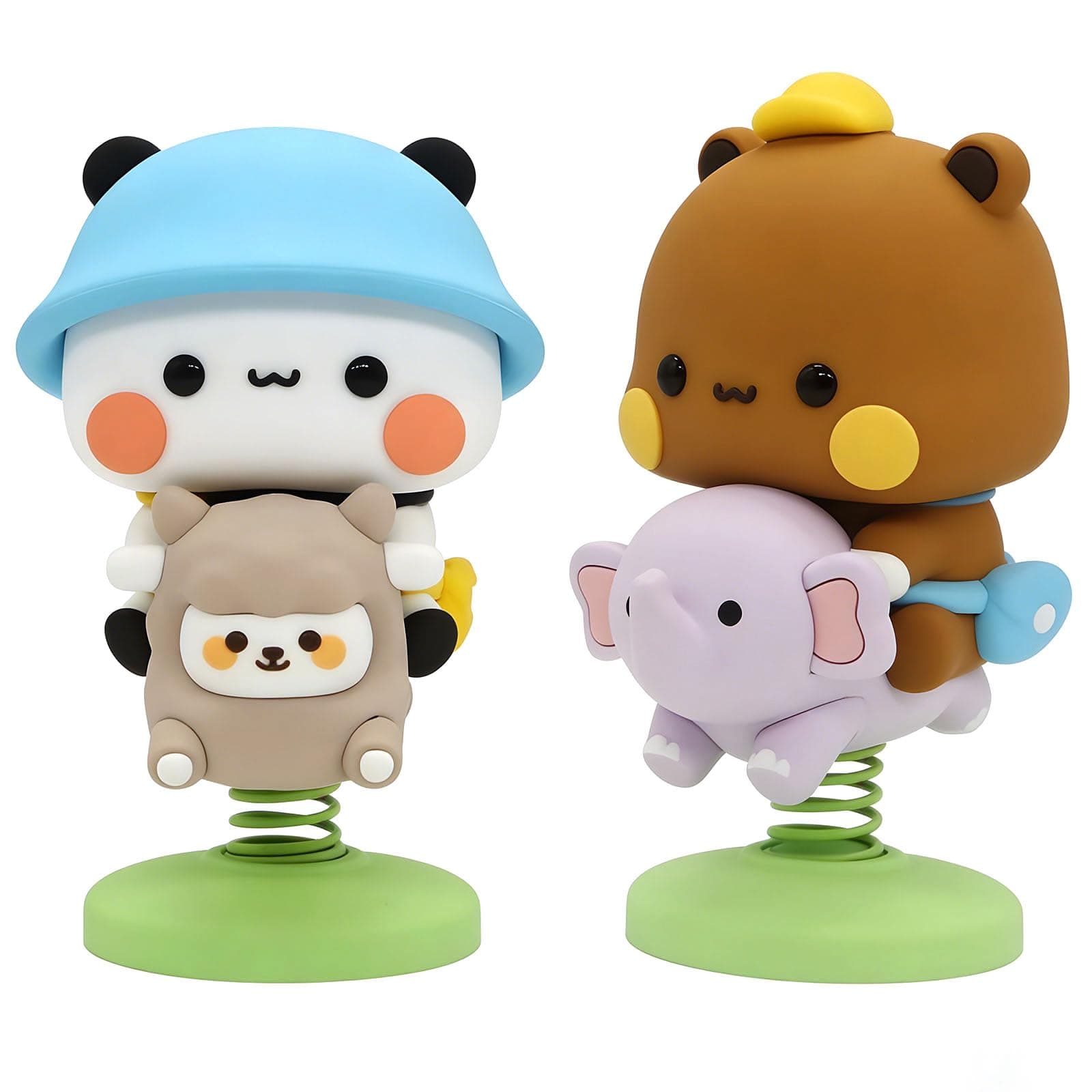 2 PCS Bubu and Dudu Bears Car Dashboard Decorations, Cute Cartoon Statue Bears Panda Figurine Office Desk Decor for Decor Accessories Tabletop Ornaments Gifts (C)