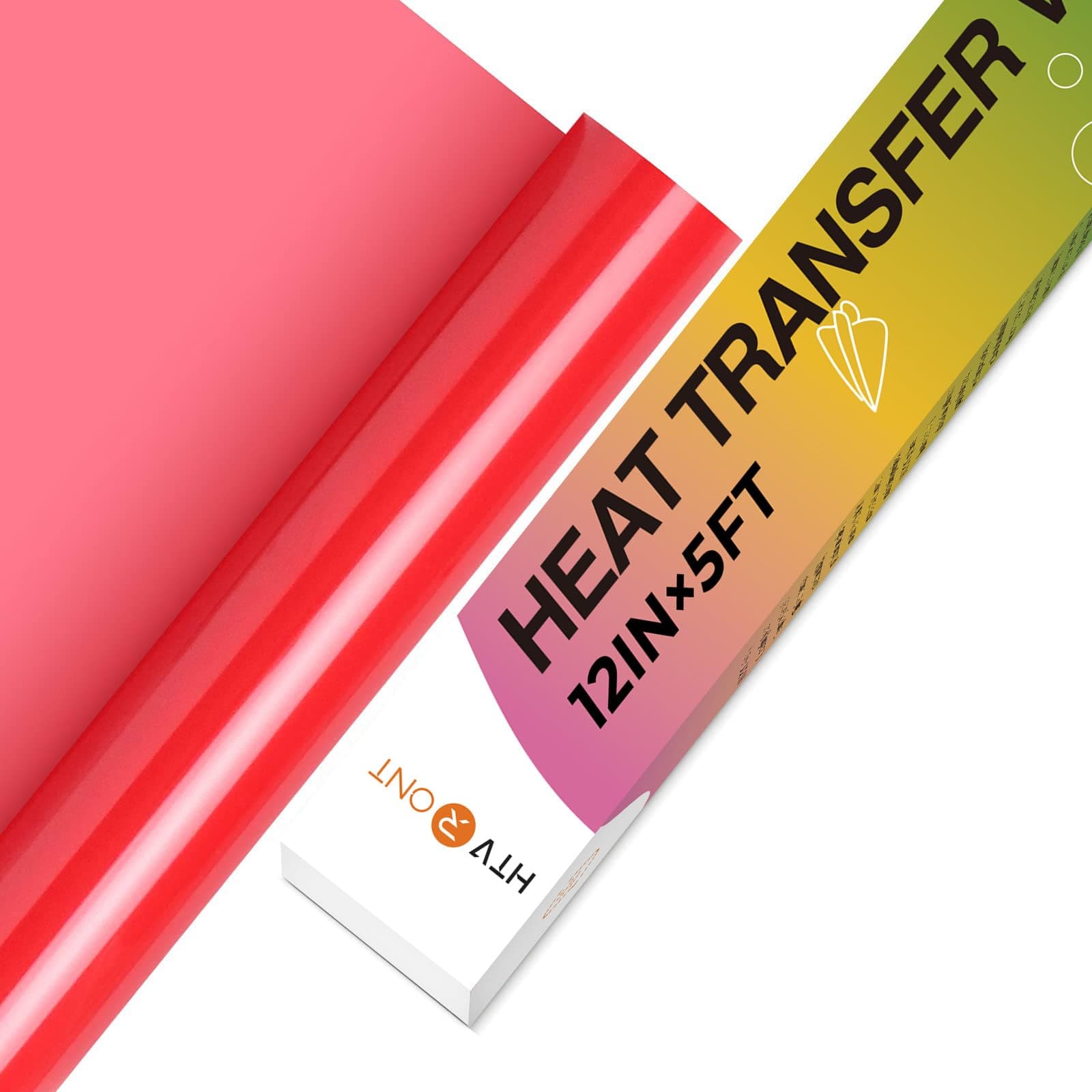 HTV Vinyl Rolls Heat Transfer Vinyl - 12" x 5ft Red HTV Vinyl for Shirts, Iron on Vinyl for All Cutter Machine - Easy to Cut & Weed for Heat Vinyl Design (Red)