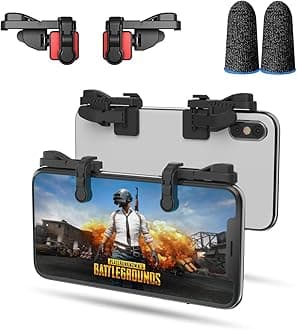 IFYOO Mobile Game Trigger, Mobile Gaming Controller Compatible with PUBGG/Fortnitee/Call of Duty Mobile, Z108 Aim & Fire Triggers for iPhone and Android Phone, 1 Pair with 2 pcs Finger Sleeves