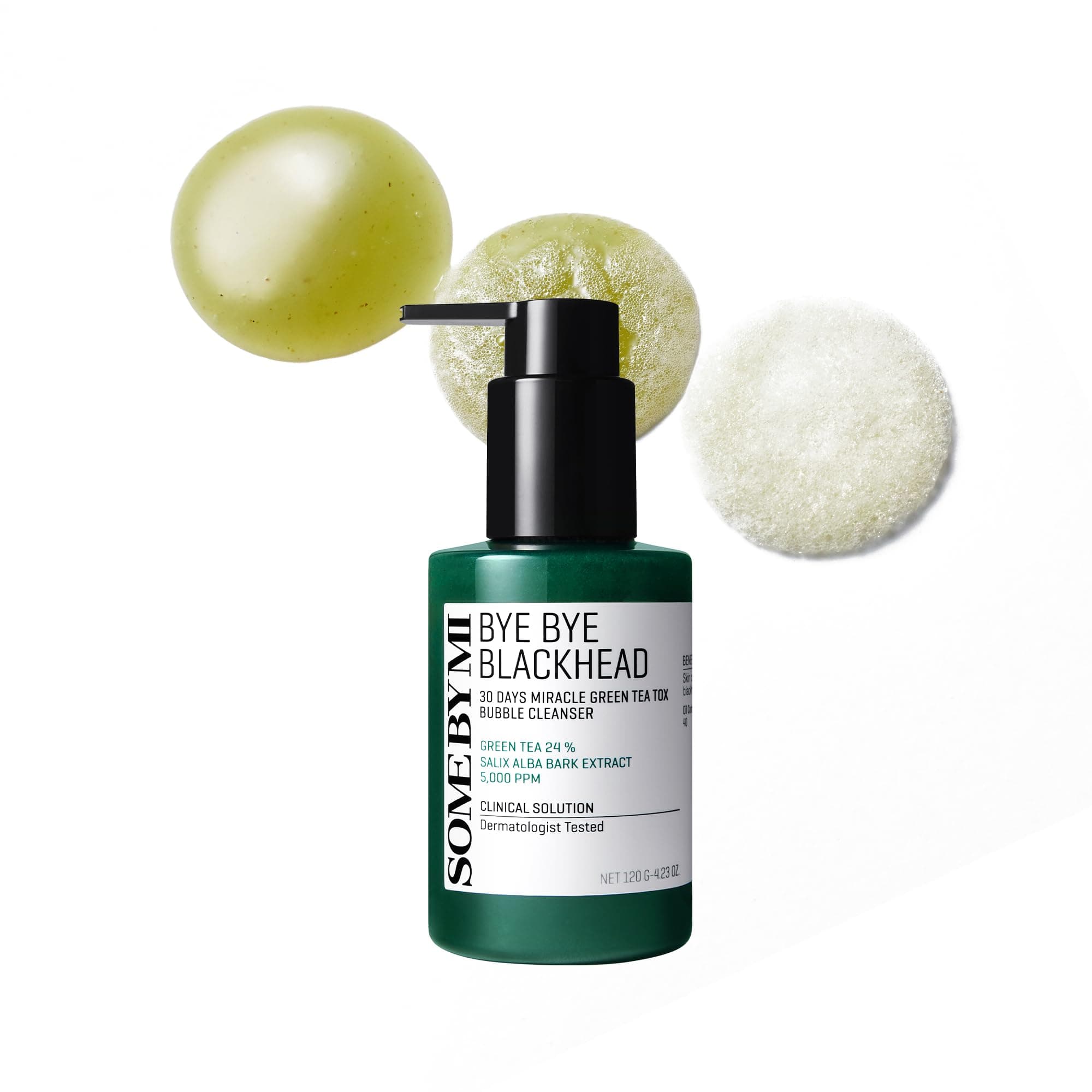 SOME BY MI Bye Bye Blackhead 30 Days Miracle Green Tea Tox Bubble Cleanser - 4.23 Oz, 120g - Made from Green Tea Extract - Mild Daily Face Wash for Removing Sebum and Blackheads - Korean SkinCare