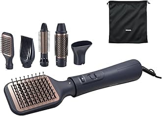 5000 Series Air Styler for Drying & Styling-in one-go, from wet to dry styling with ionic care and argan-oil infused brush, 5 attachments, Black, 2 years warranty - BHA530/03