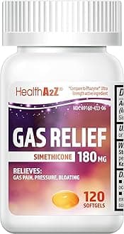 HealthA2Z® Gas Relief Simethicone | 180 MG | Relieves from Stomach Discomfort and Gas | Anti Flatulence | Relieves Gas Fast (120 Count (Pack of 1))