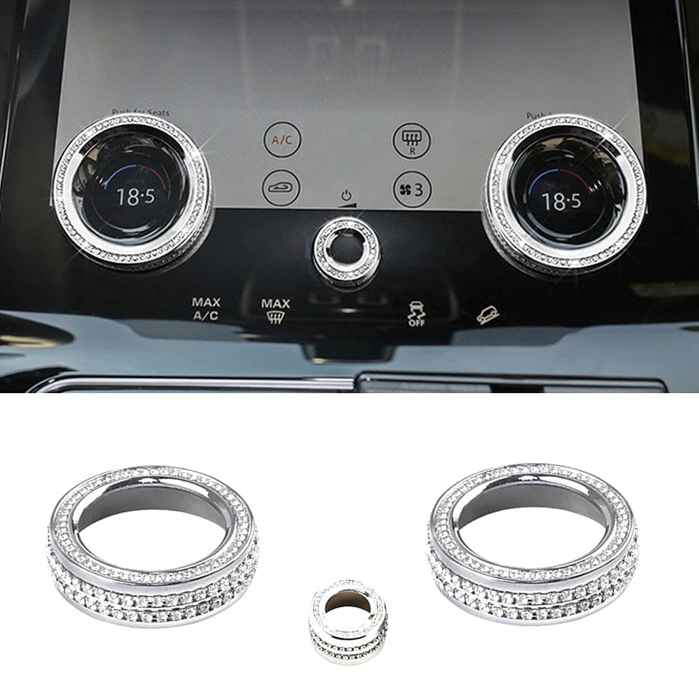 Bling Accessories for Range Rover Evoque 2020-2022 and Velar 2018 2019 2020 2021 2022 Air Conditioner Switch knob Cover Rhinestone Crystal, 3pcs