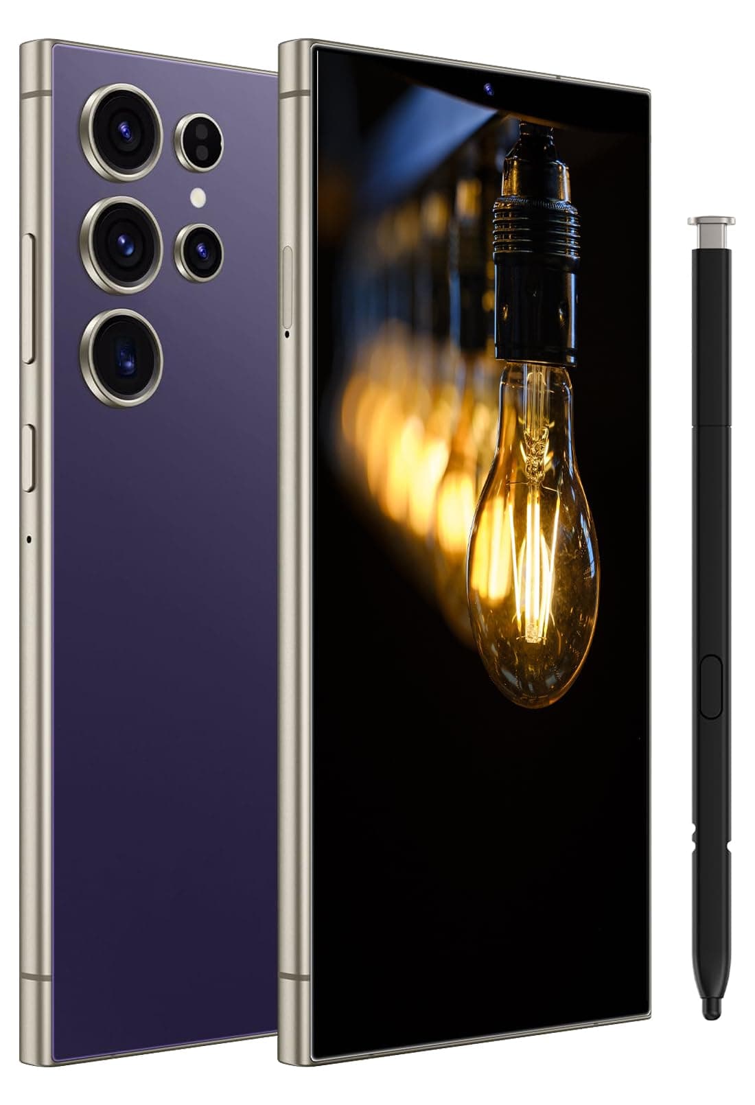 I24 Ultra Unlocked Cell Phone Android 13, 8GB+256GB Octa-core Smartphone Mobile Phone, 6800mAh Battery Fast Charging, 6.8" FHD+ Screen, 108MP Camera, Dual SIM Phone/GPS/Face ID - Purple