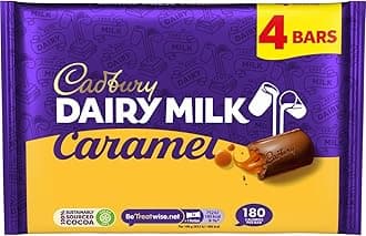 Cadbury Dairy Milk Caramel Chocolate Bar, Milk Chocolate with Smooth Caramel Filling, 4 x 37 g Bars Per Pack (1 Pack Total)