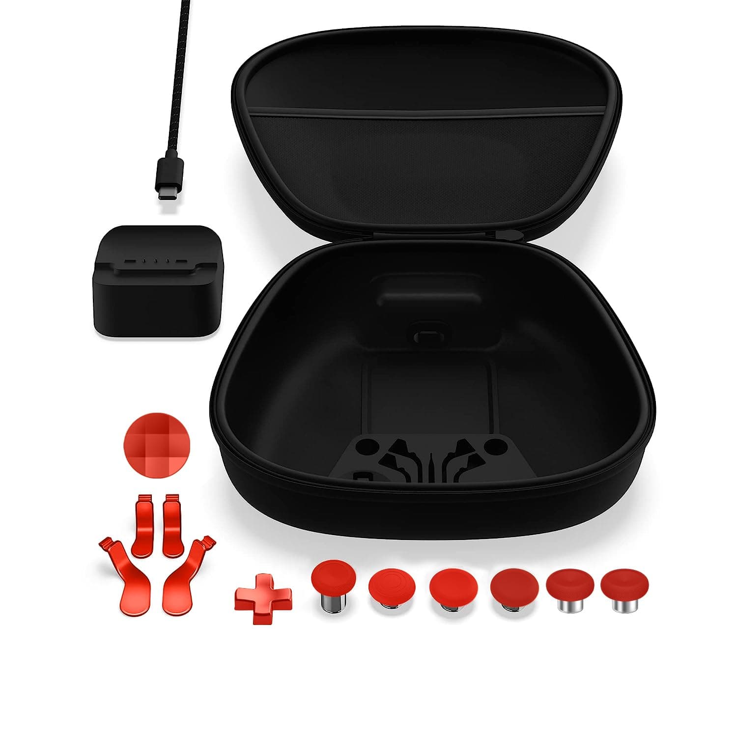 Complete Component Pack Replacement Parts Repair Accessories Kit with Storage Case, Charging Dock and Cable,6 Thumbsticks, 4 Paddles, 2 D-Pads for Elite Series 2 and Core Controller