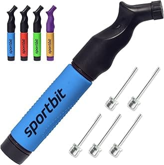 SPORTBIT Ball Pump with 5 Needles | Push & Pull Inflation System | Ideal for All Sports Balls | Volleyball Pump | Basketball Inflator | Football & Soccer Ball Air Pump | Needle Set