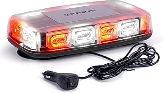 Xprite Upgraded 12" 72LED Rooftop Mini Strobe Lights, Emergency Safety Flashing Beacon Light bar with Magnetic Base for 12V-24V Construction Vehicles, Trucks, Snow Plow, Postal Car (Mix White/Red)