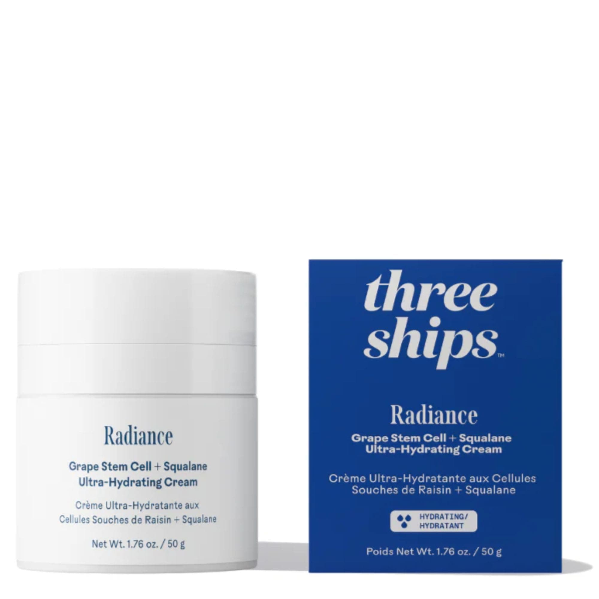 - Three Ships - Radiance Grape Stem Cell + Squalane Ultra-Hydrating Cream | Hydrate, Soften, Replenish Skin | Cruelty-Free, Vegan, Paraben-Free, Sensitive Skin Safe (1.76 oz | 50 g)
