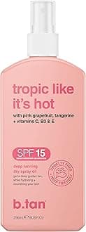 SPF 15 Deep Tanning Oil Dry Spray | Tropic Like It's Hot - Best, Best Outdoor Bronzing Mist, Moisturizing Grapefruit, Tangerine, Vitamins C, B3, & A, Austrailian Brand, 8 Fl Oz