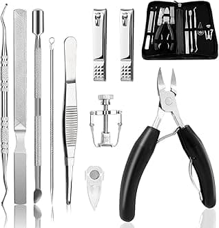 Ingrown Toenail Tool Kit (11PCS), Professional Toe Nail Clipper Set for Ingrown & Thick Nail, Stainless Steel Ingrown Toenail Kit, Surgery Grade Manicure Pedicure Tool by Dualeco