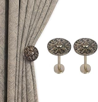 Deco Window Holdback/Curtain Tieback (Set of 2) Round Medallion Antique Brass