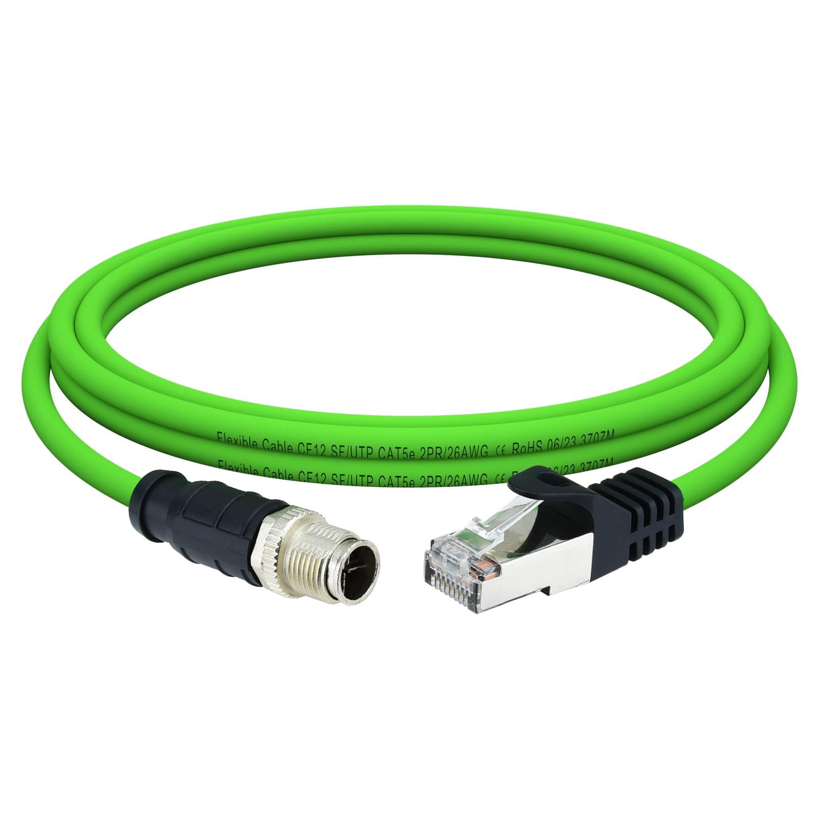 M12 X-Coded 8 Pin to RJ45 Cable Cat6A Industrial Ethernet Shielded Cable for Cognex and Automation Application SFTP 26AWG (3.3Ft-Cat6A X code 8Pin)