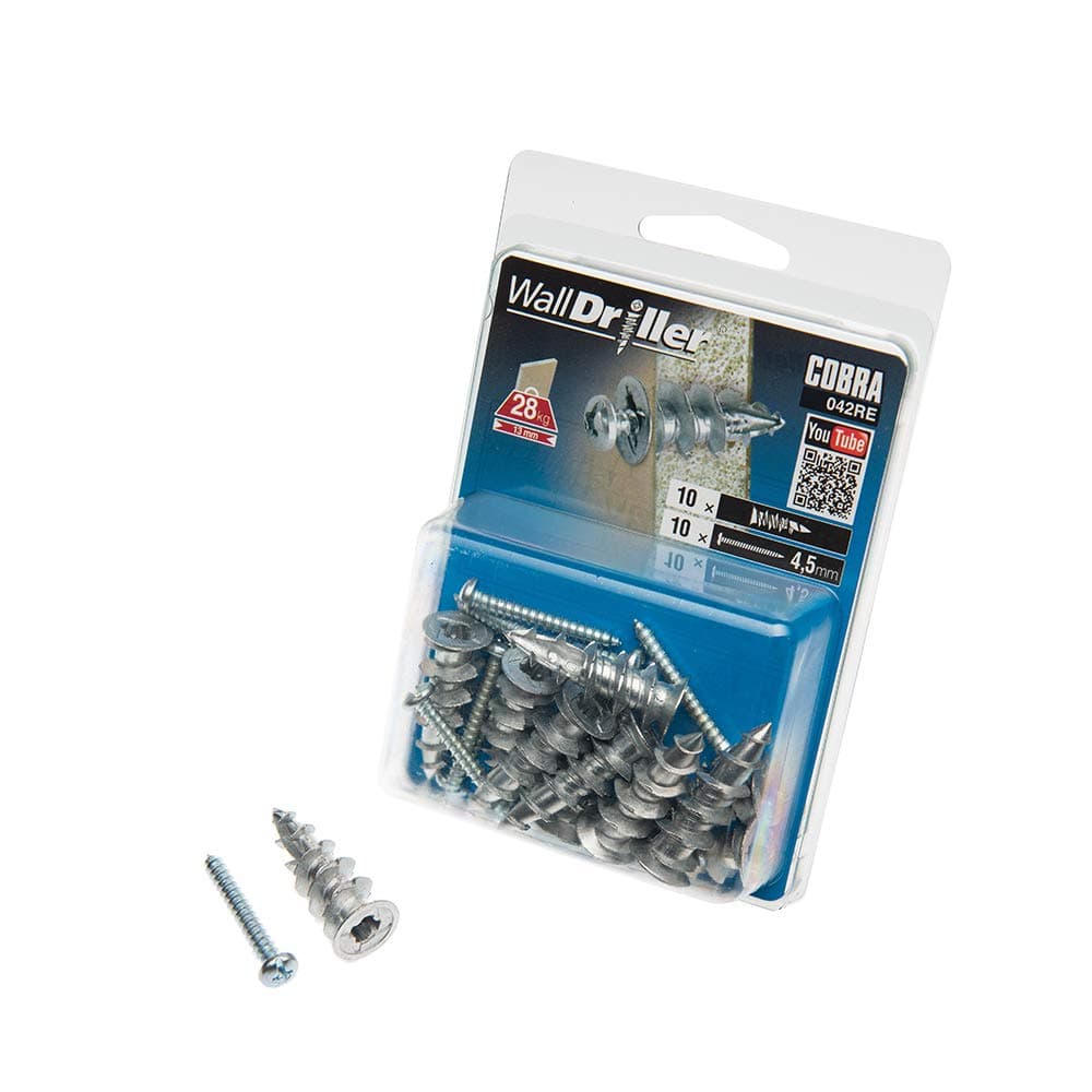 CobraZinc WallDriller - Universal Plasterboard Wall Fixing (10 Pack)