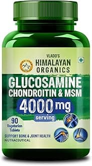 Vlado’s Himalayan Organics Glucosamine Chondroitin MSM Tablets | Cartilage & Joint Support Supplement | Pure Veg Formula I Glucosamine for Joint Relieves Pain and Stiffness I Glucosamine Tablets - 90 Vegetarian Tablet