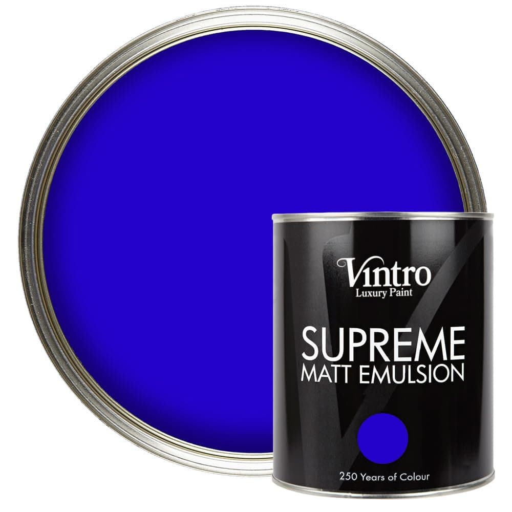 Vintro | Luxury Matt Emulsion | Electric Blue | Smooth Chalky Finish | Multi Surface Paint | for Walls, Ceilings, Wood and Metal | 1L (Electric Blue - Ultramarine)