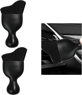 Car Detailing Brush, Curved Soft Bristles Auto Removal Dust Collectors, Universal Vehicle Dashboard, Air Conditioner Vents etc Interior Cleaning Tool Accessories (Black/Black)