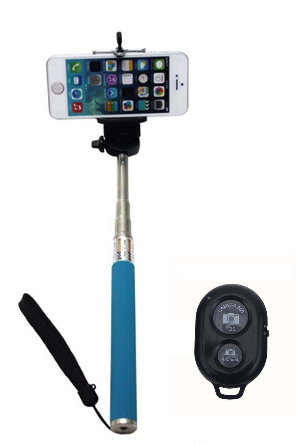 Wopad 711091672921 Extendable Selfie Handheld Stick Monopod with Adjustable Phone Holder (Blue)