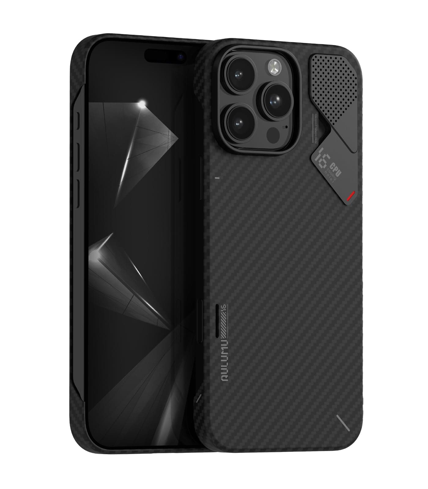Aulumu A16 Aramid Fiber for iPhone 16 Pro Max Case | 1500D Ultra Slim Woven | Real Cooling | Compatible with MagSafe Black