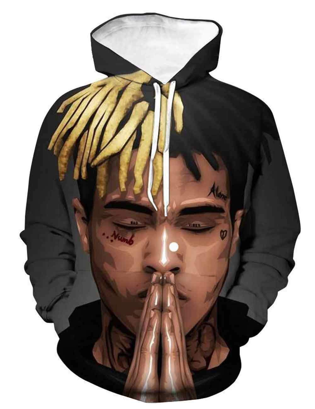 MARI CIAS 2XL Long Sleeve Hoodies Cool Rap Sweatshirt Pullover for Men Teens Unisex(2XL, Color3)