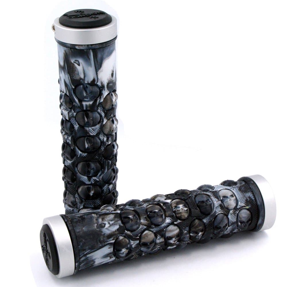 Propalm Acekit Bicycle Anti-Slid TPR Rubber Skull Dot Handlebar Grips with Dual Lock On Clamps for MTB Mountain Bike Road Bike