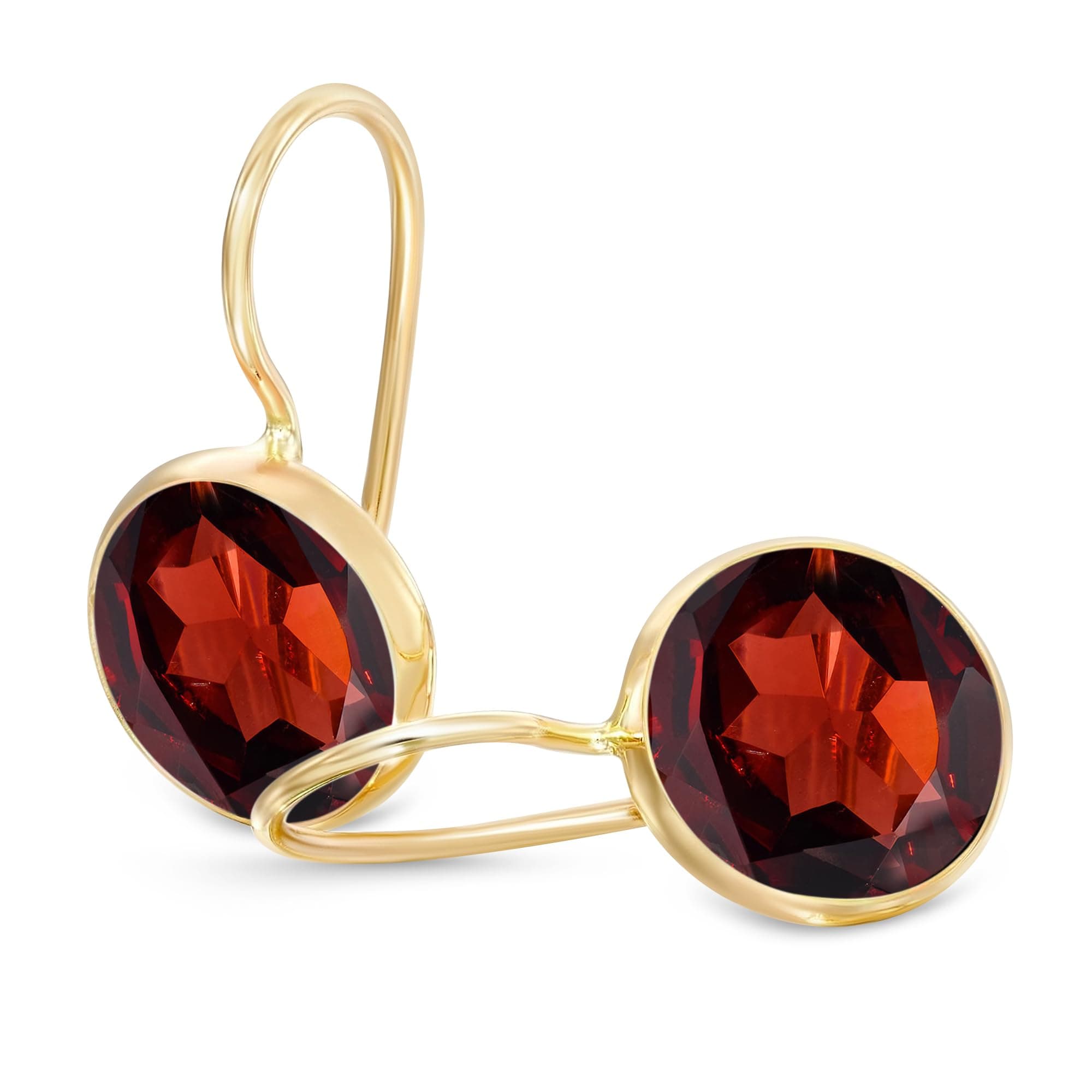 14k Solid Yellow Gold Gemstone Earrings - Birthstone Earrings - 8mm Dangle Earrings, Dainty Gemstones Earrings, Bridal Handmade Wedding Jewelry Gift for Brides, Graduation Gift