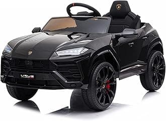 12V Kids Ride On Car Licensed Lamborghini Urus Electric Car for Kids Vehicle Toy/Parent Remote Control, USB Port, AUX, Spring Suspension, Opening Door, LED Light (Black)