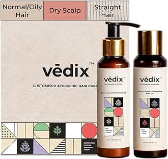Vedix Ayurvedic Hair Care Combo Pack, Customized Shampoo and Oil for Normal/Oily Hair with Dry Scalp & Straight Hair - 200 ml