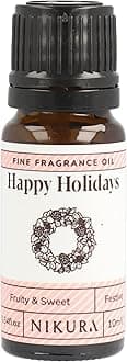 Nikura Happy Holidays Fine Fragrance Oil - 10ml | Perfect for Soap Making, Candle Making, Wax Melts, Diffuser, Burner | Great for use in Bath Bombs, Perfume Oil, Perfume Scents | Vegan & UK Made