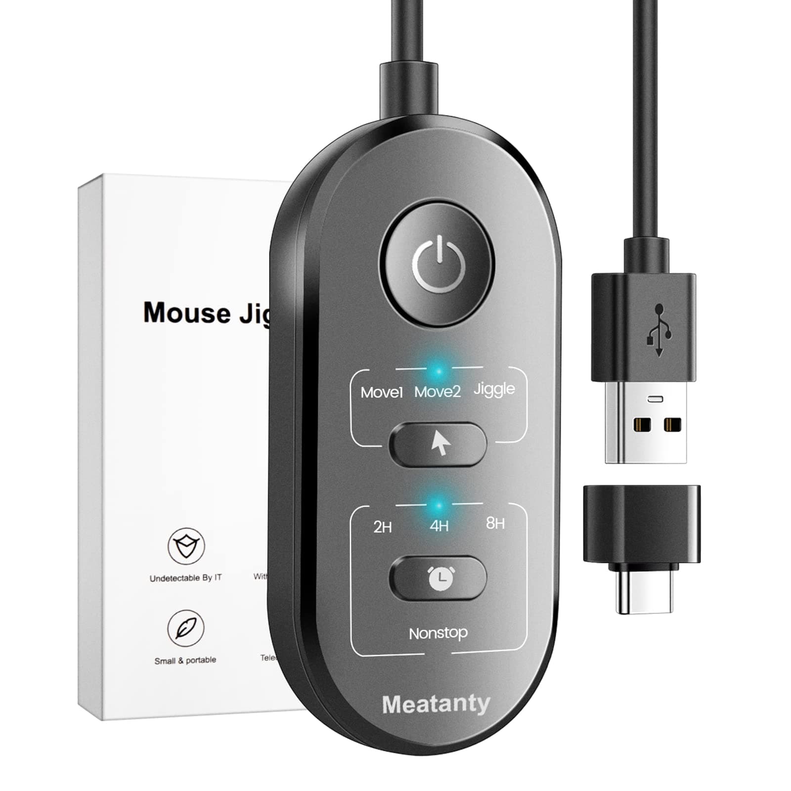 3 in 1 USB Mouse Mover with Timer, Separate Mode Selection and ON/Off Button, Mouse Shaker Wiggler Supports Multi-Track, Driver-Free and PlugPlay Keeps PC Active