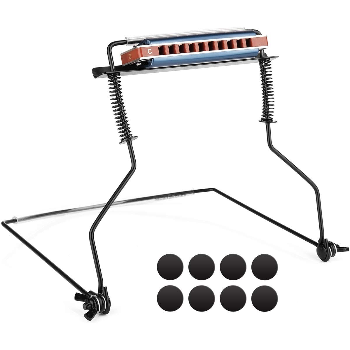 Eison Harmonica Holder 10 Holes Black Neck Hands Free with Felt Pads