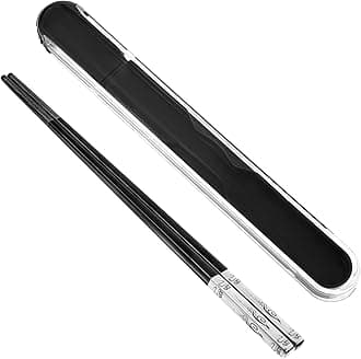 Portable Metal Chopsticks with Case，Cooking Chopsticks Reusable Laser Engraved Patterns, Non-Slip Design for School, Home, Office, Outdoor Use Dishwasher Safe