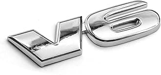 3D V6 Metal Emblem, Tailgate Emblems, Car Side Fender Rear Tailgate Decal, Universal Car Decor Accessories Fender Trunk Decorative Badge Stickers for Vehicle Exterior (V6 Silver, 1PCS)