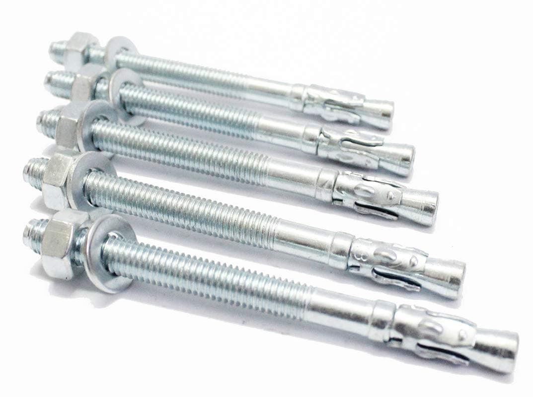 Wedge Type Fully Threaded Design Expansion Zinc Plated Anchor Bolts-In Variable Size: (8mm X 100mm),(Pack of 2 Pcs), Fasteners through bar, Fasteners TB